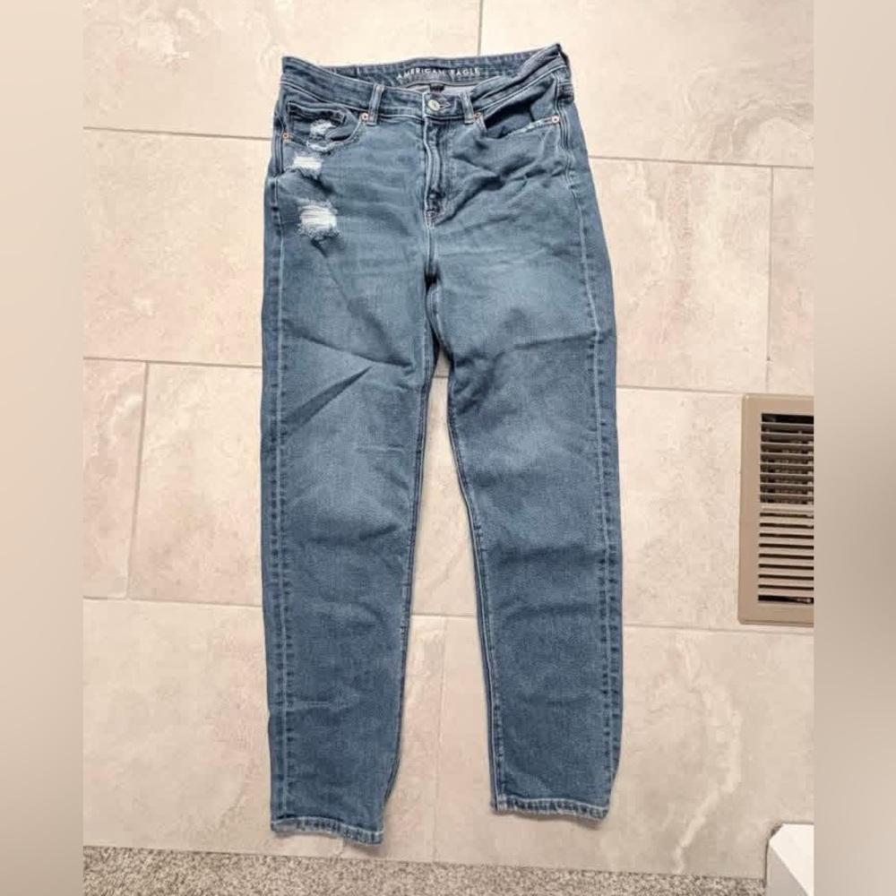 American Eagle Outfitters High Rise Distressed Mom Jeans